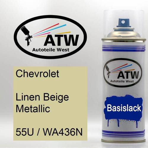 Chevrolet, Linen Beige Metallic, 55U / WA436N: 400ml Sprühdose, von ATW Autoteile West.